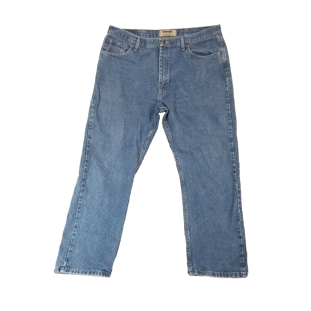 Wrangler Authentics jeans mens 40x30 regular fit straight blue denim pants retro